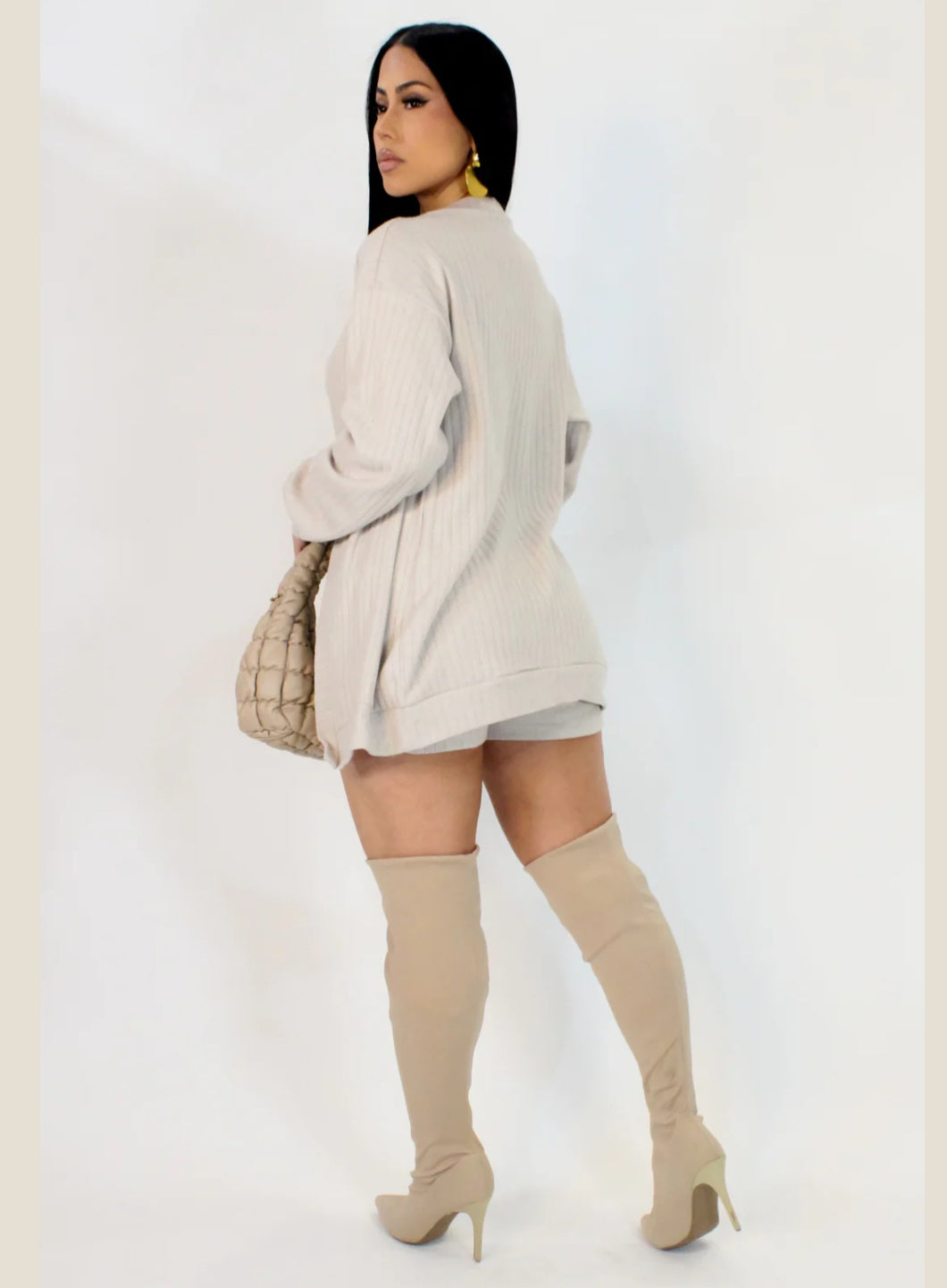Cream Together We Come 3 PC Set by My Sexy Black, featuring a stylish short top and matching shorts.