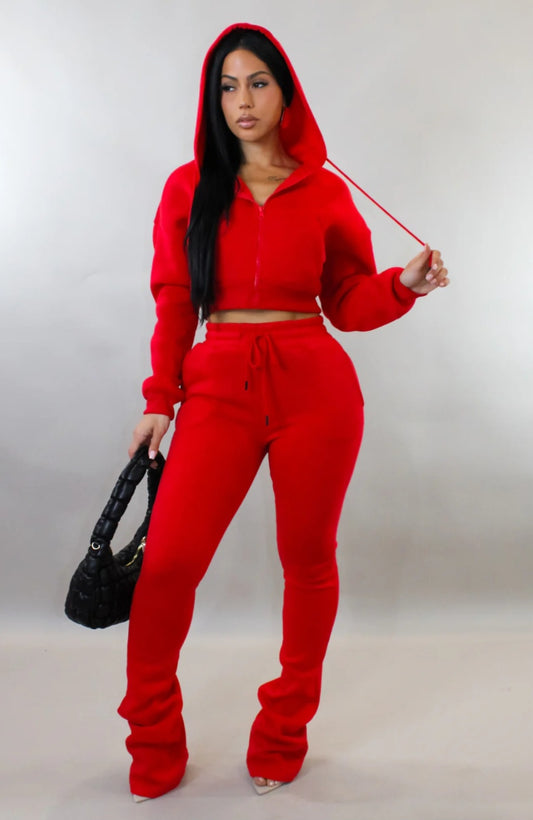 Zoey Jogger Set-Red