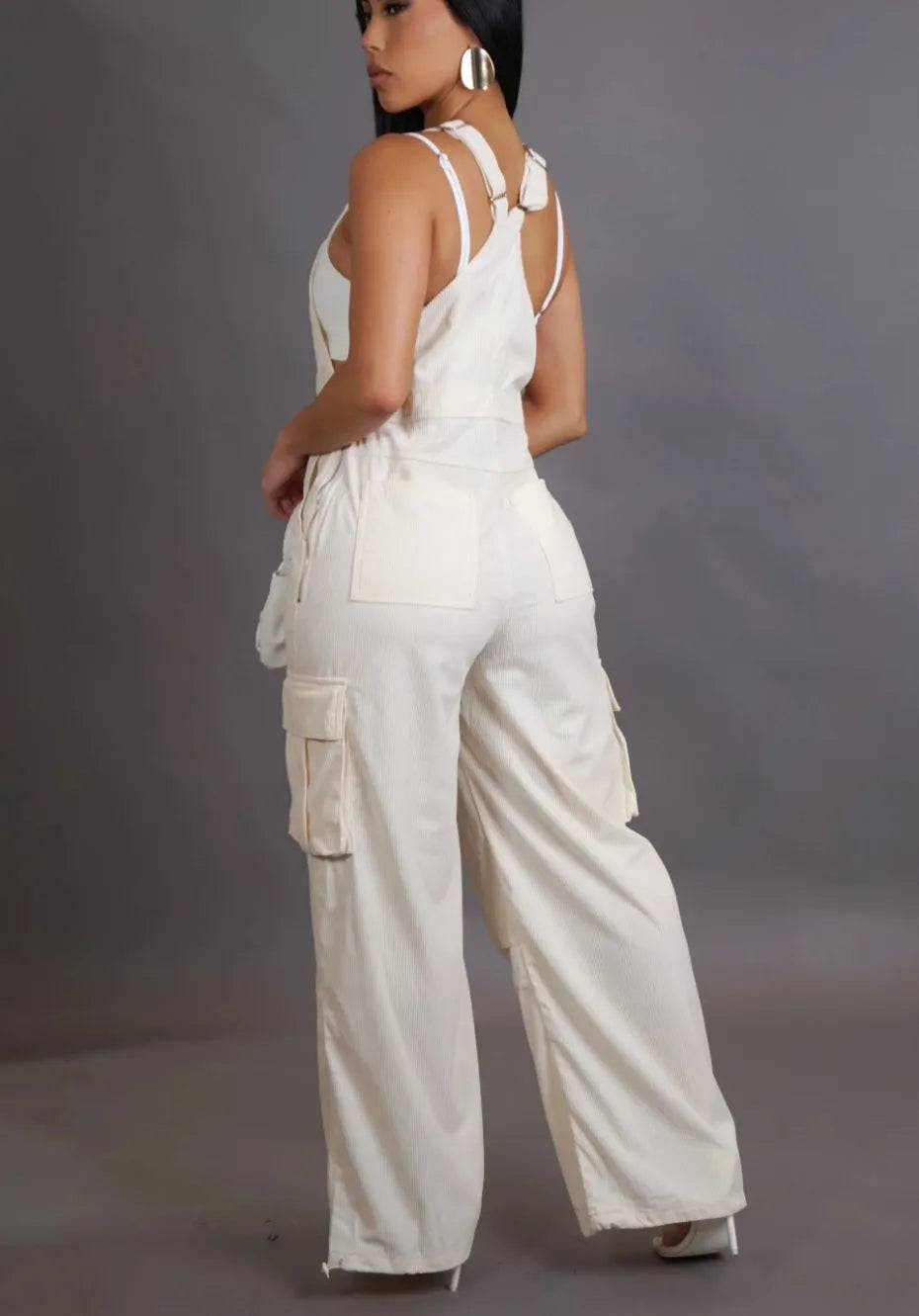 Sissy Overalls Jumpsuit-Cream - My Sexy Black 