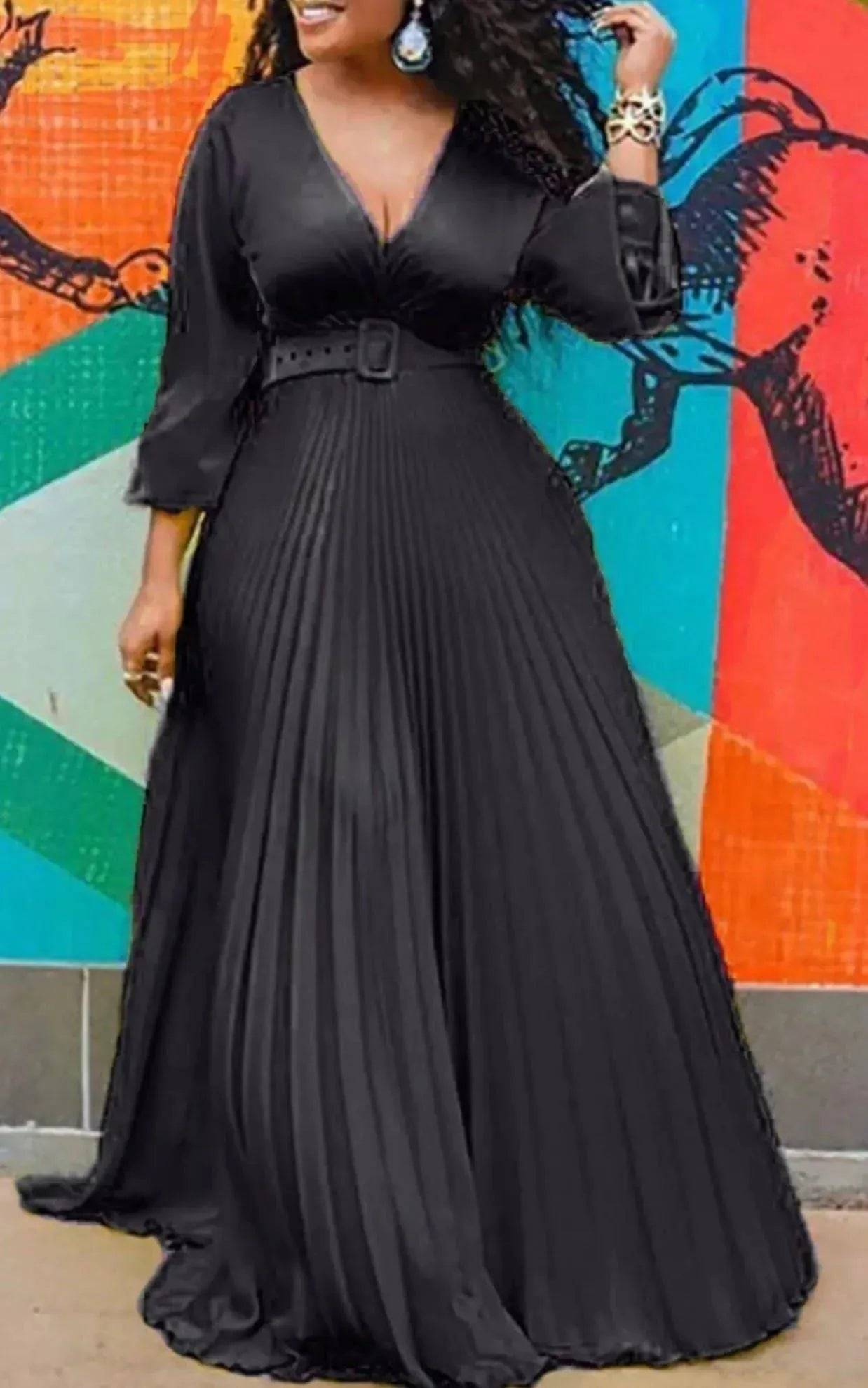 Shop Divine High Waisted Pleated Dress for Women | Mysexyblack