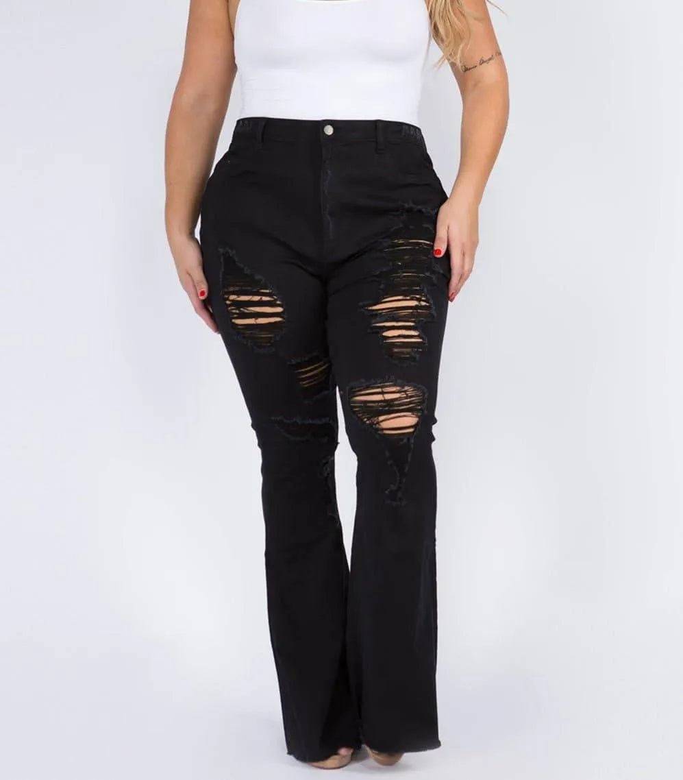 Plus Mama Tee Black Jeans from My Sexy Black Boutique, showcasing stylish black jeans for comfortable, trendy plus-size fashion.