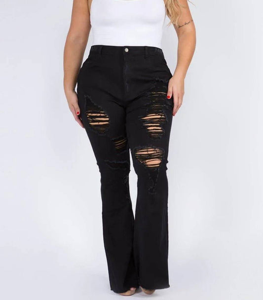 Plus Mama Tee Black Jeans from My Sexy Black Boutique, showcasing stylish black jeans for comfortable, trendy plus-size fashion.