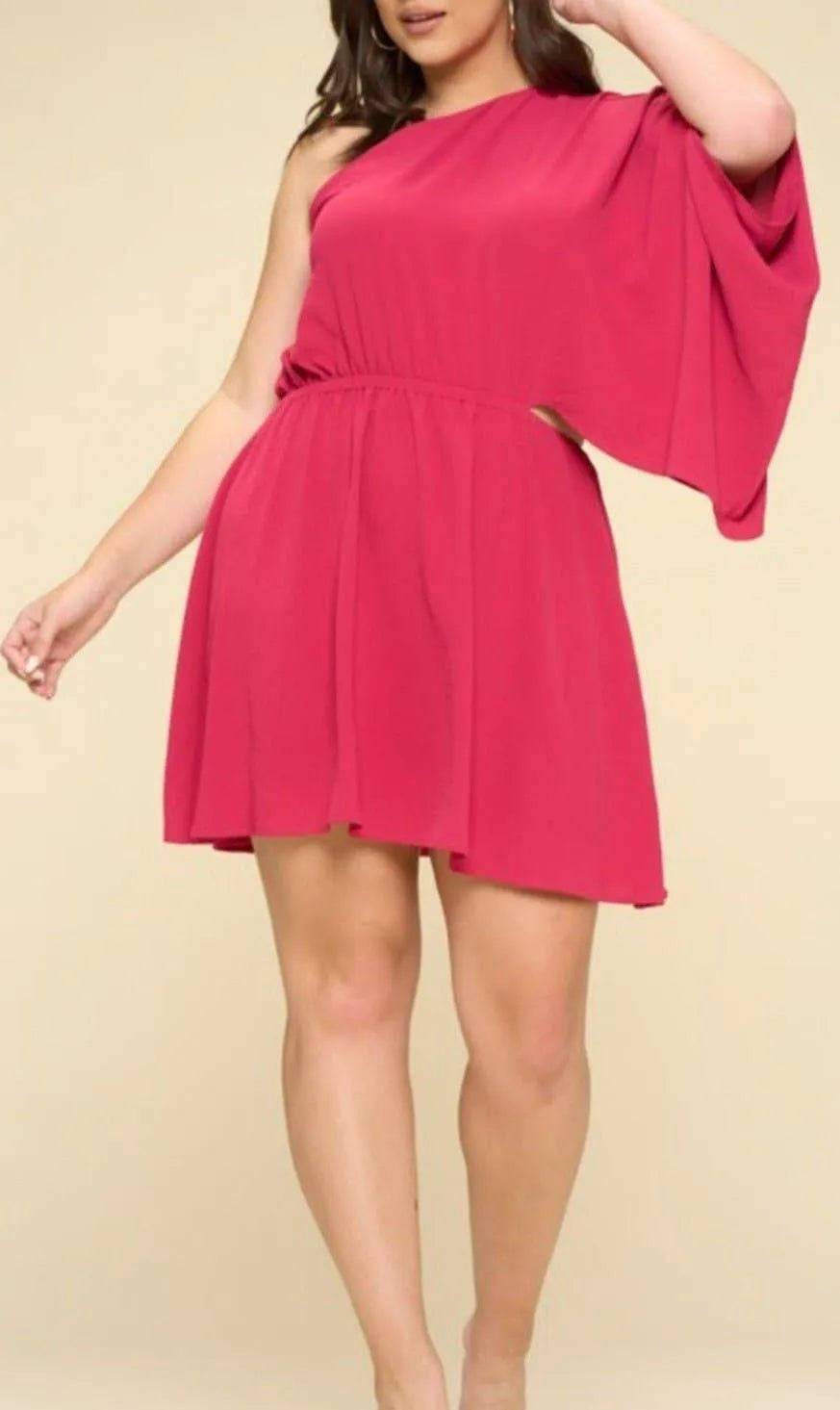 Best Fuchsia Plus Mini Dress Casual for Women | Mysexyblack 