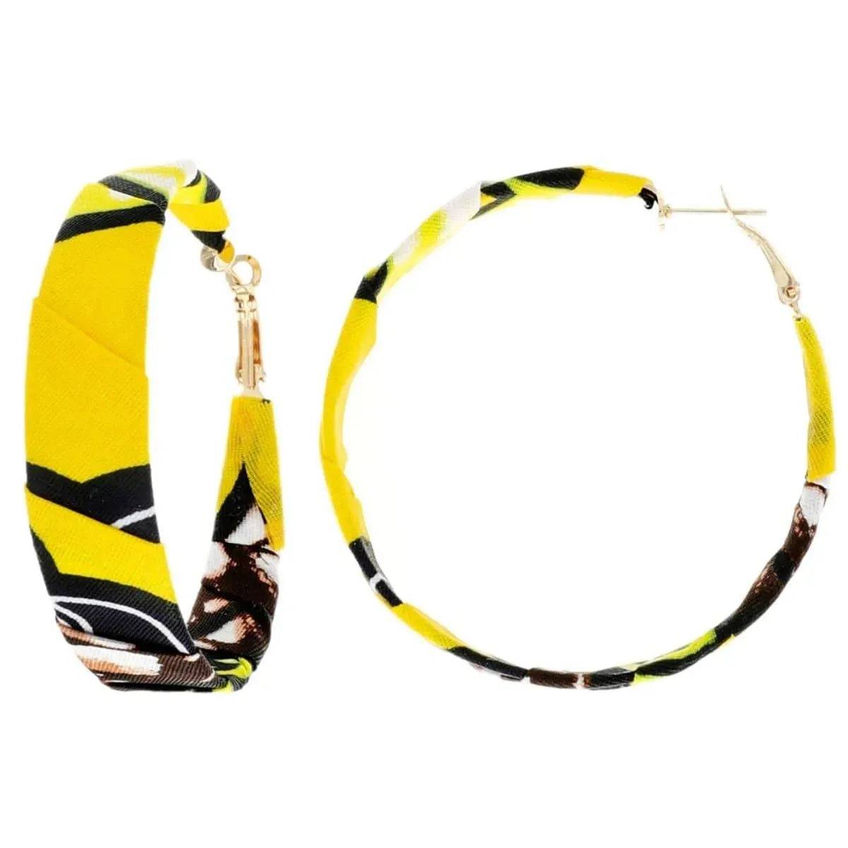 Afrocentric Fabric Hoops-Yellow.