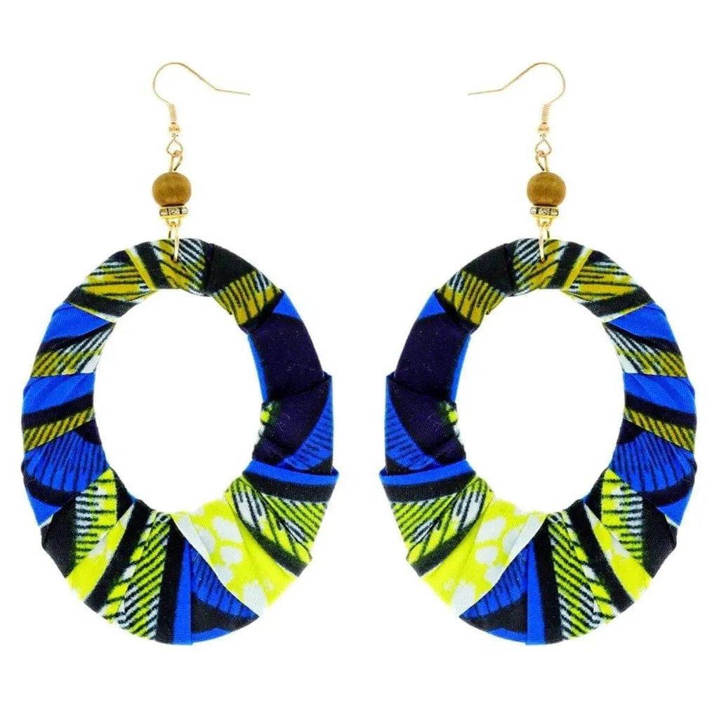 Afrocentric Teardrop Earrings-Royal Blue.