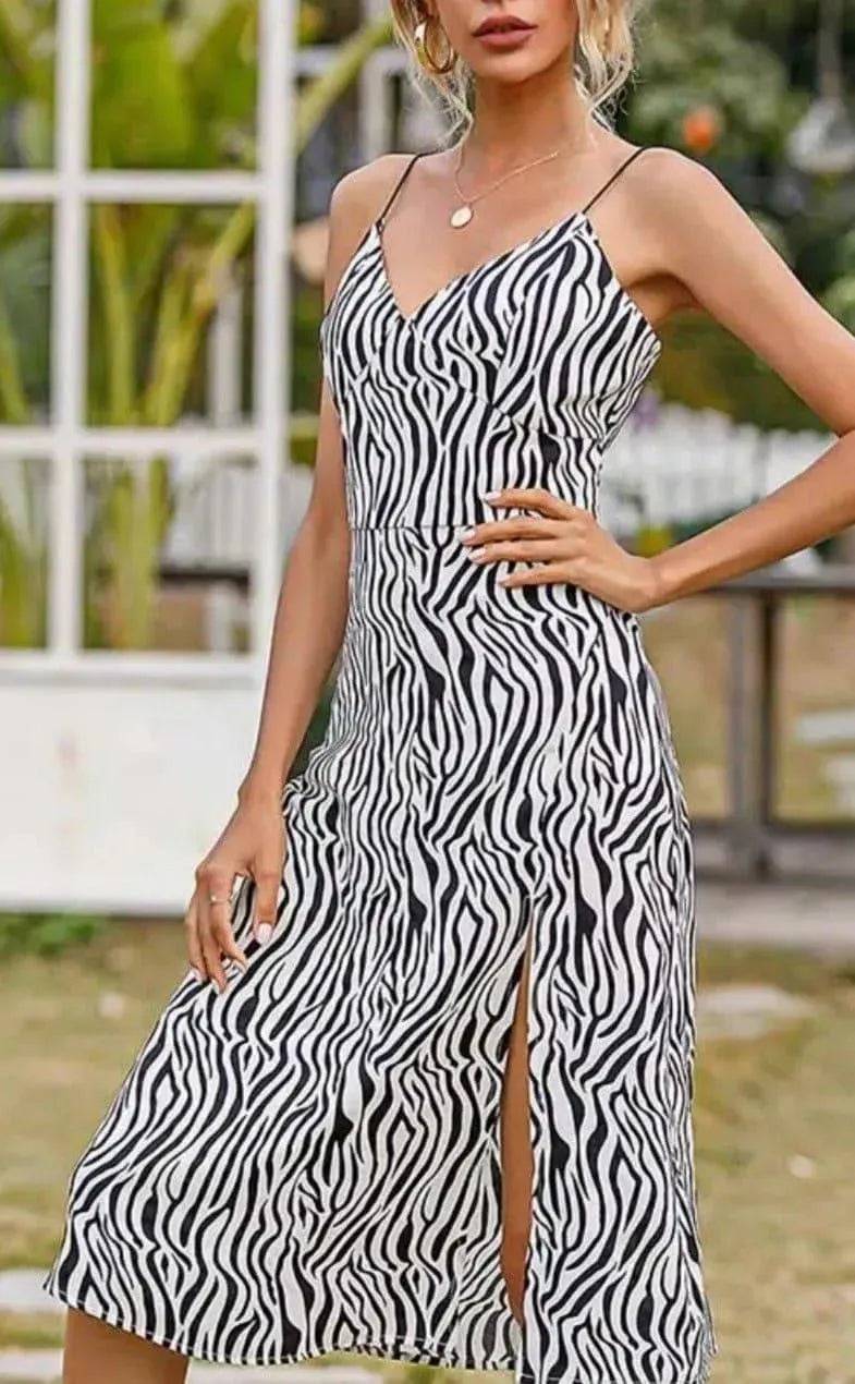 Anna MidI Dress-Zebra Print.