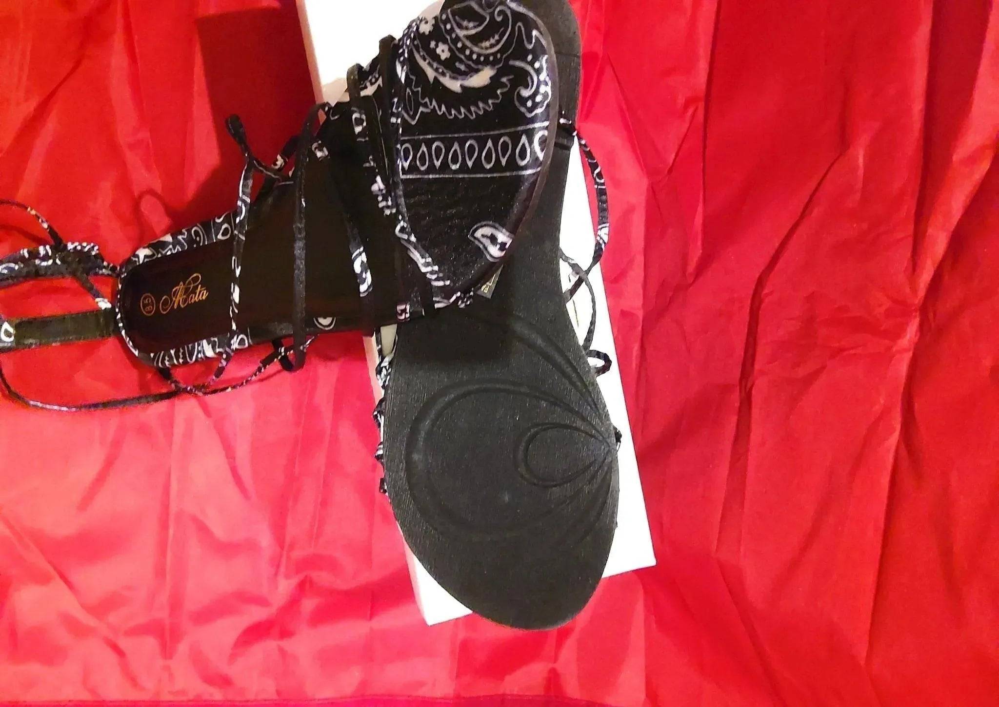 Bandana Ankle Sandals-Black.