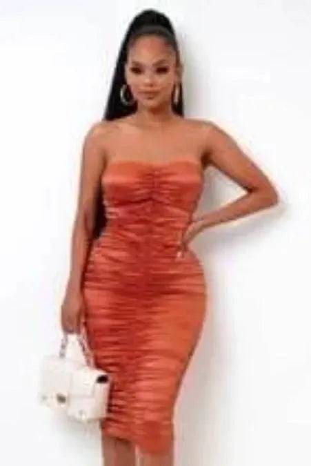 Betta Have MY Money Midi Dress-Rust.