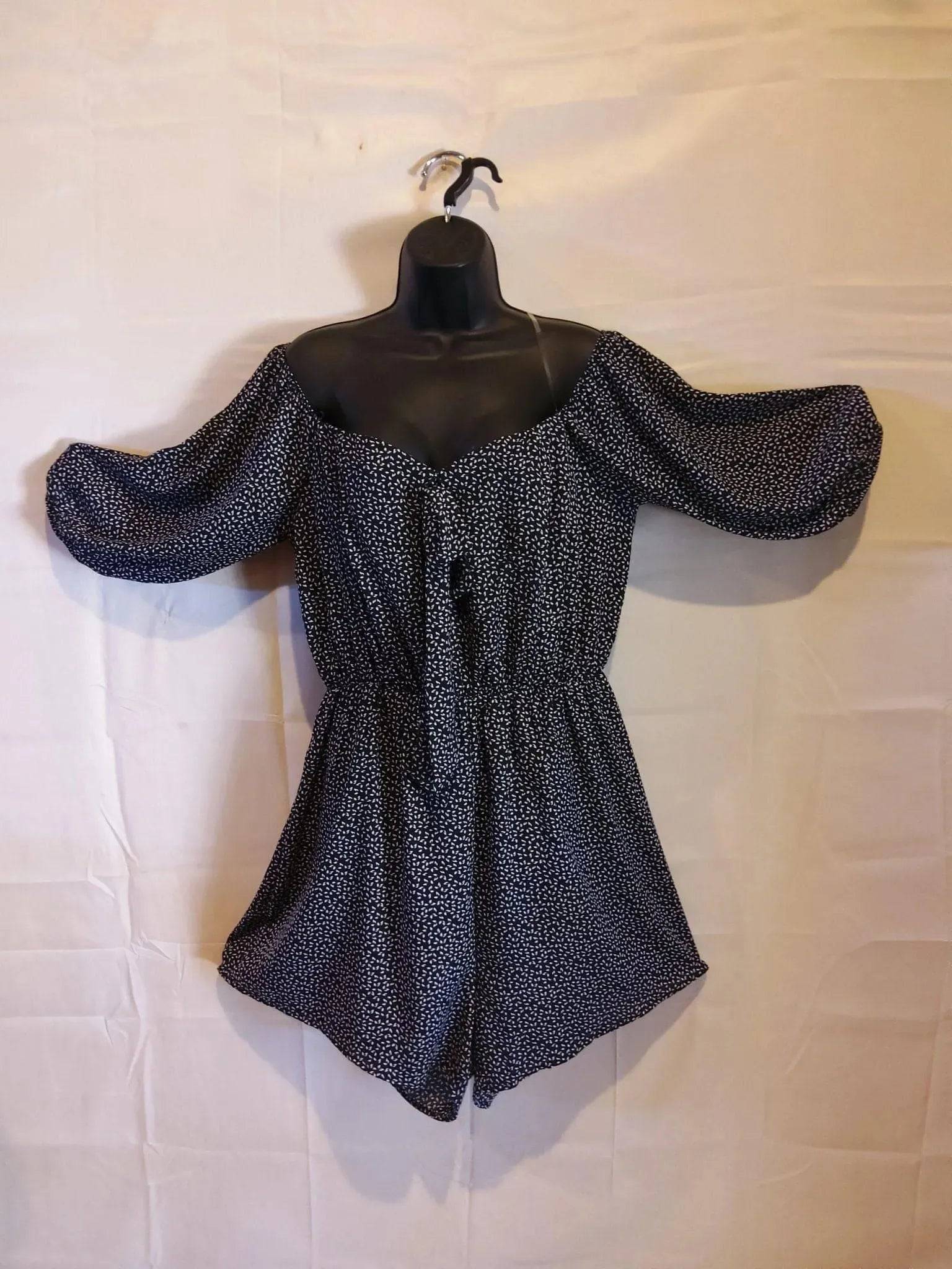Black Print Romper.