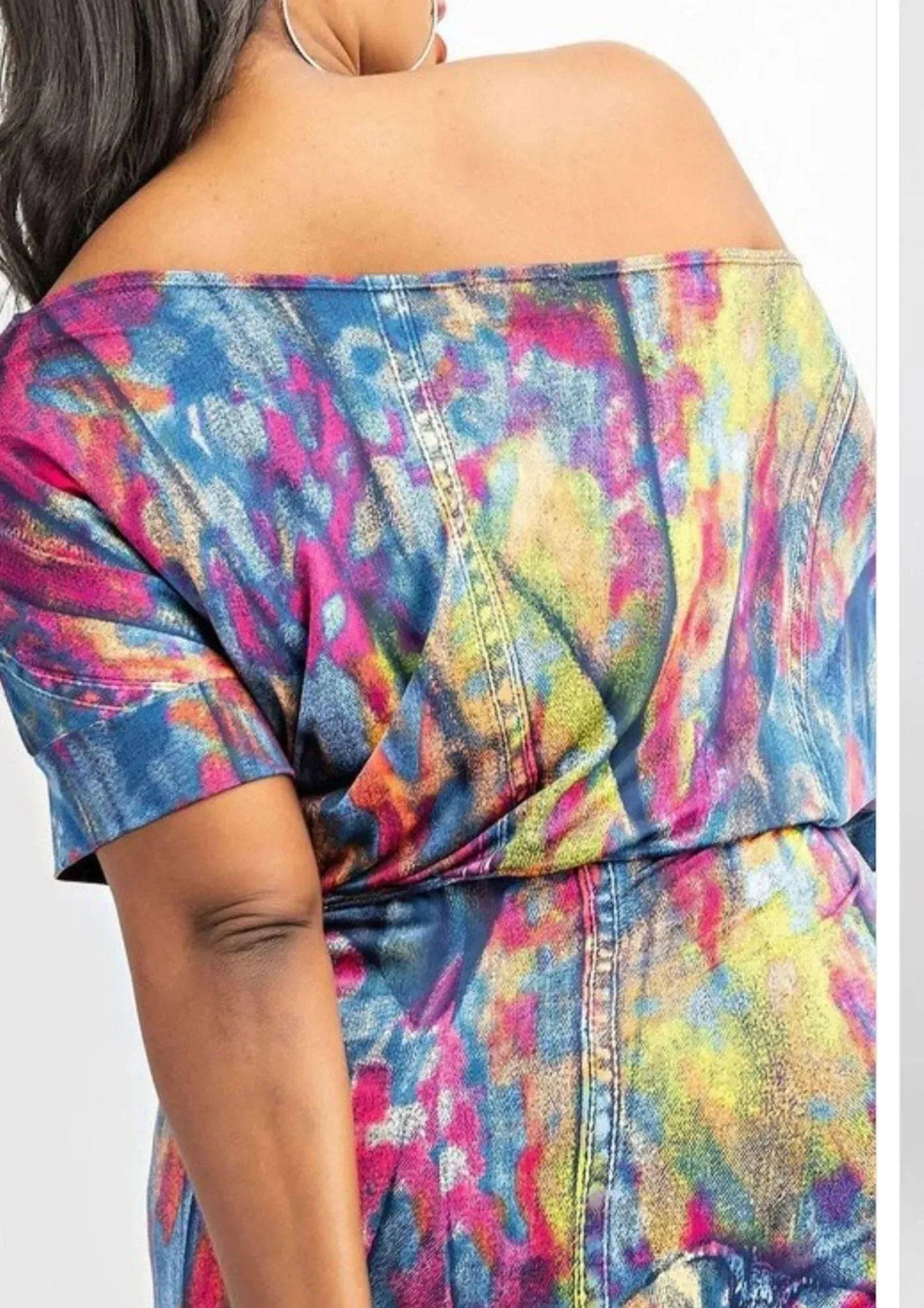 Blue Tie Dye Plus Jumpsuit-Tie Dye.