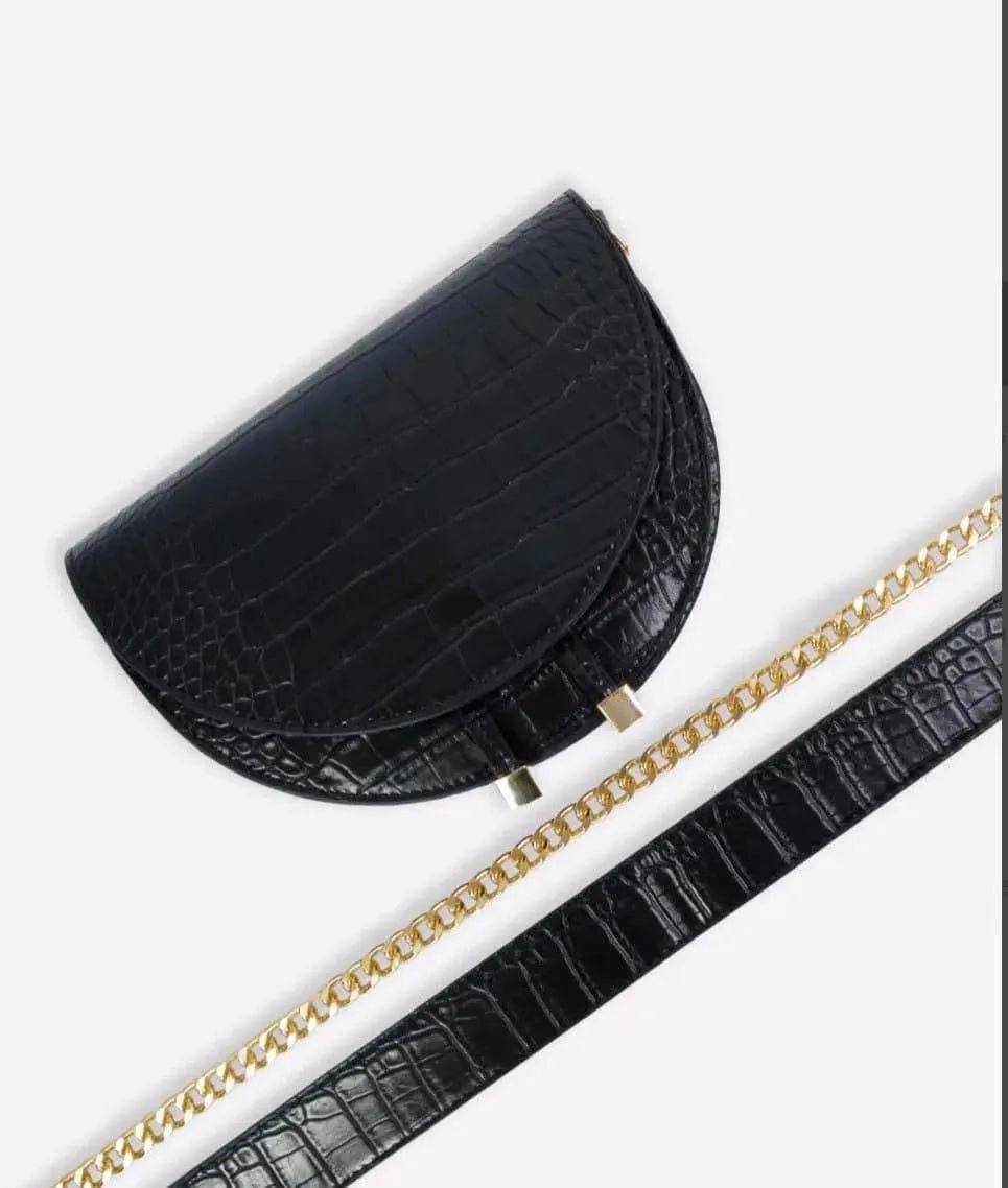 Crossbody Mersi Leather Handbag-Black.
