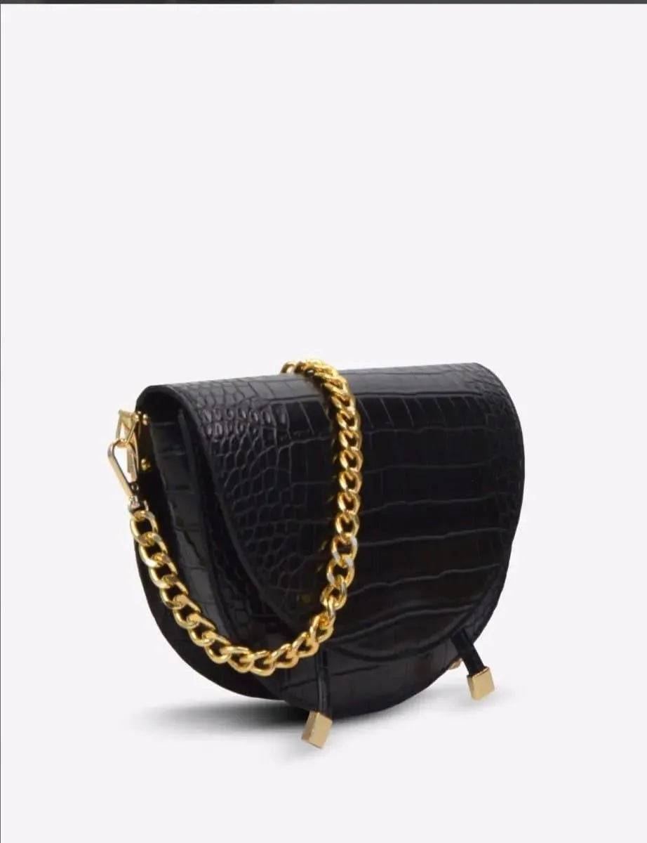 Crossbody Mersi Leather Handbag-Black.