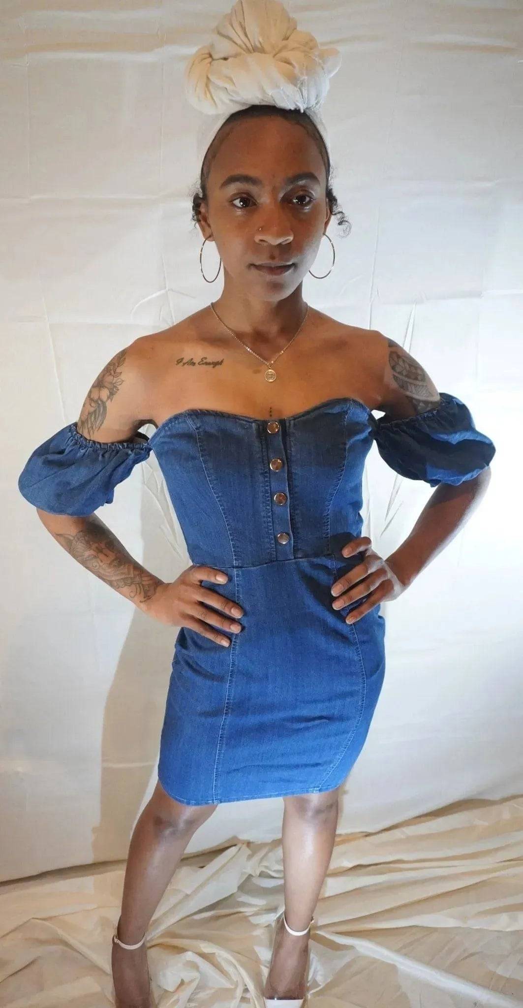 Denim Mini Dress.