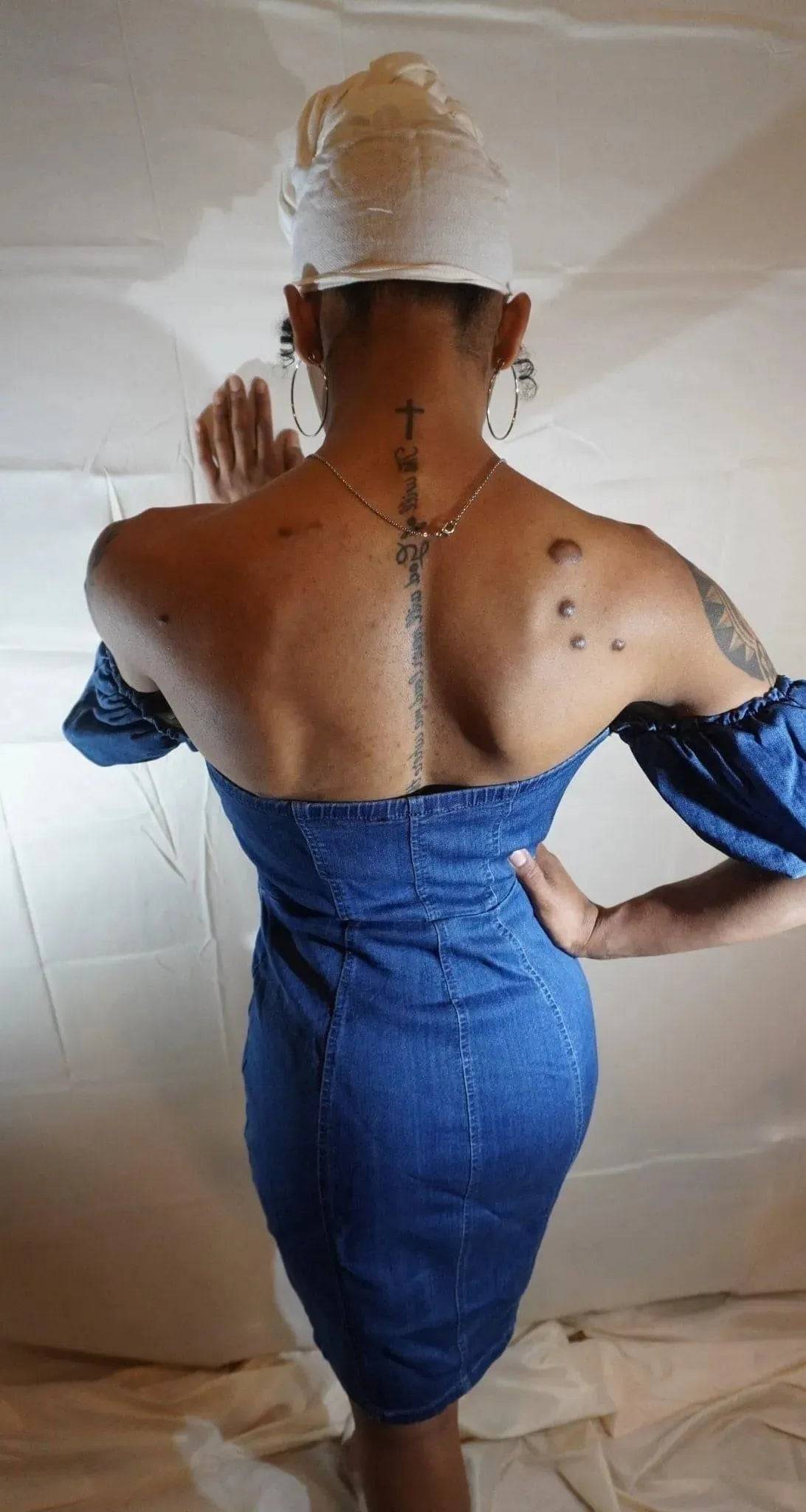 Denim Mini Dress.