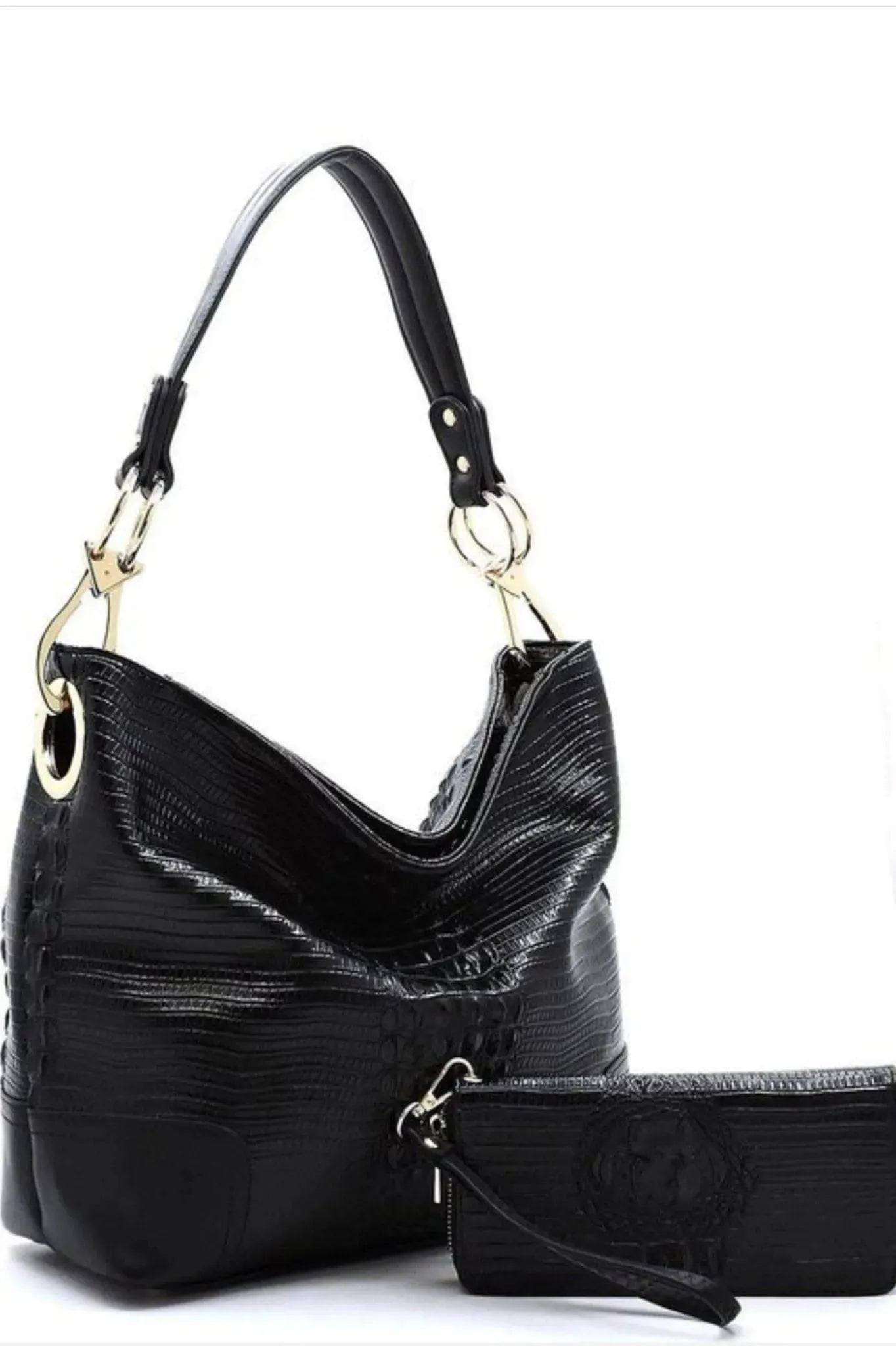 Designer Bucket Handbag-Black.
