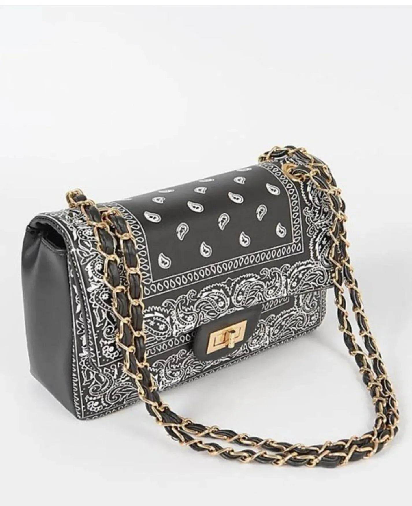 Dress Me Up  Bandana Handbag- Black.