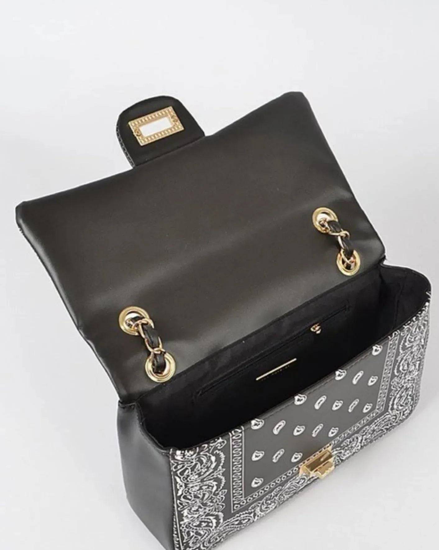 Dress Me Up  Bandana Handbag- Black.