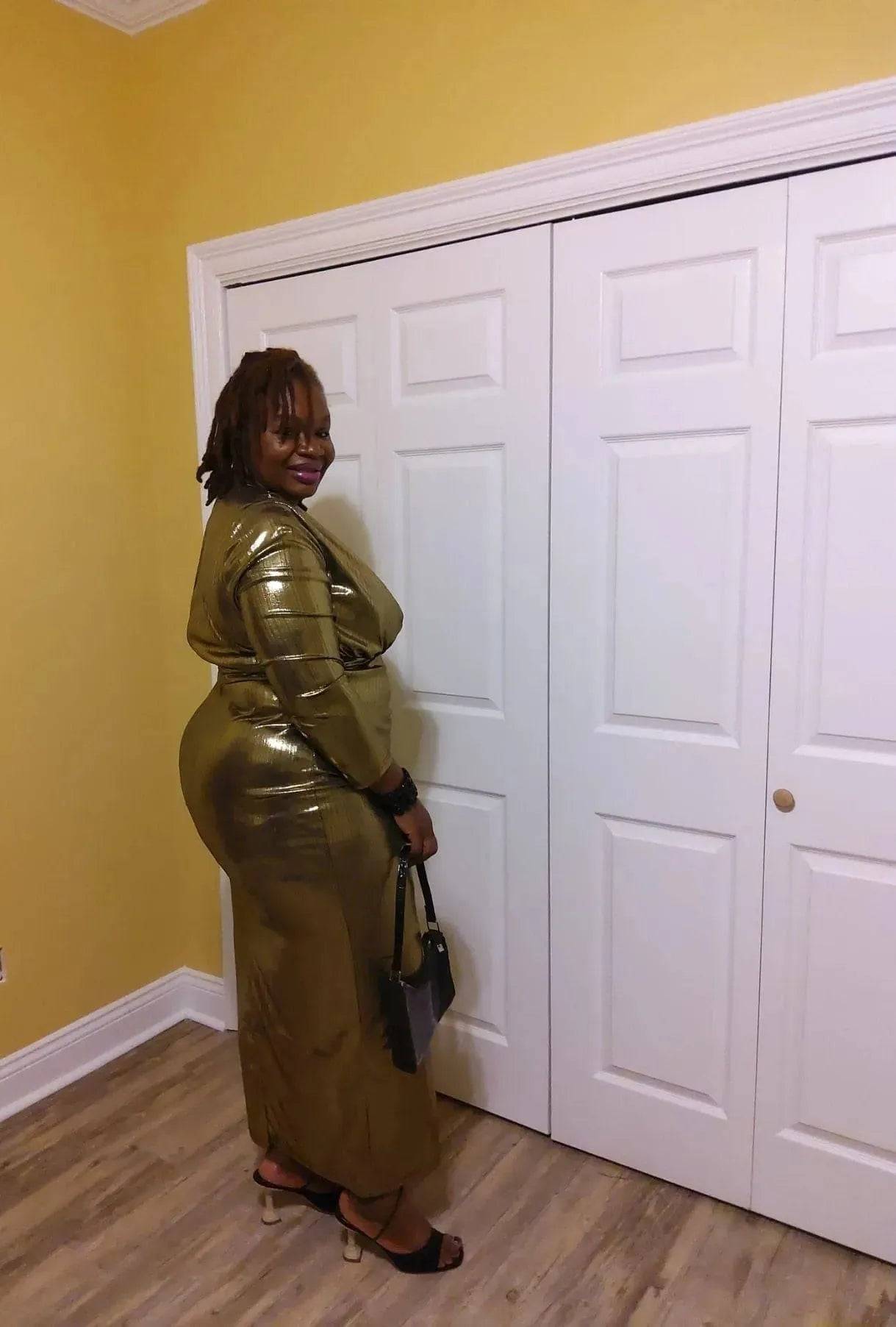 Elegant Evening Dress-Gold Metallic.