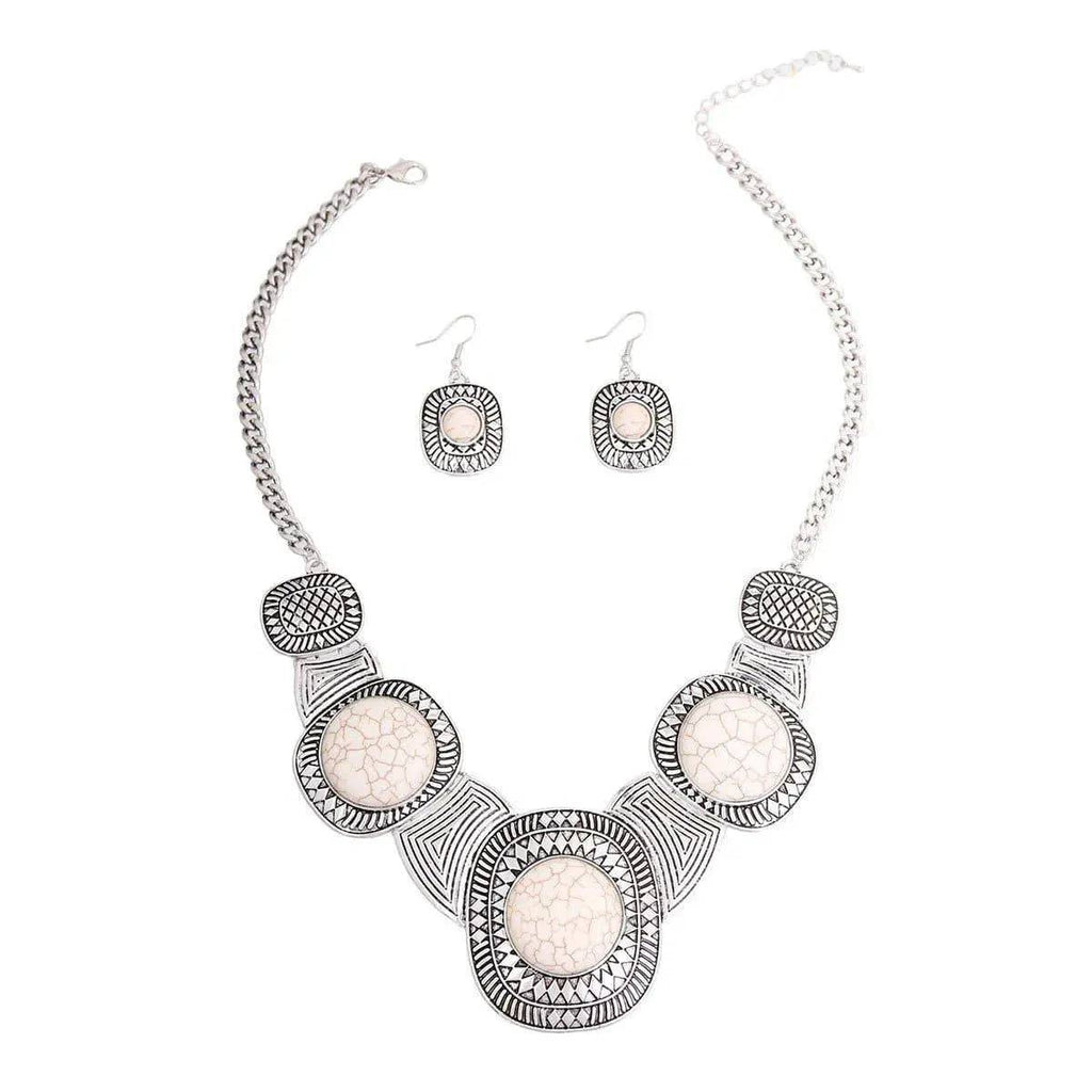 Engraved White Stone Necklace.