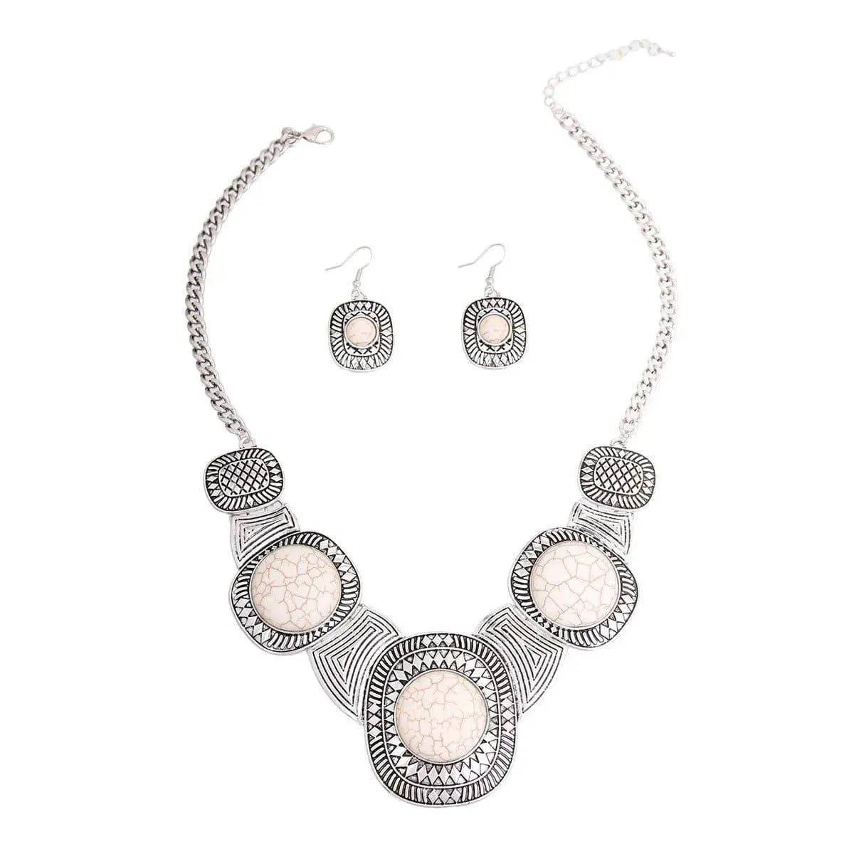 Engraved White Stone Necklace.