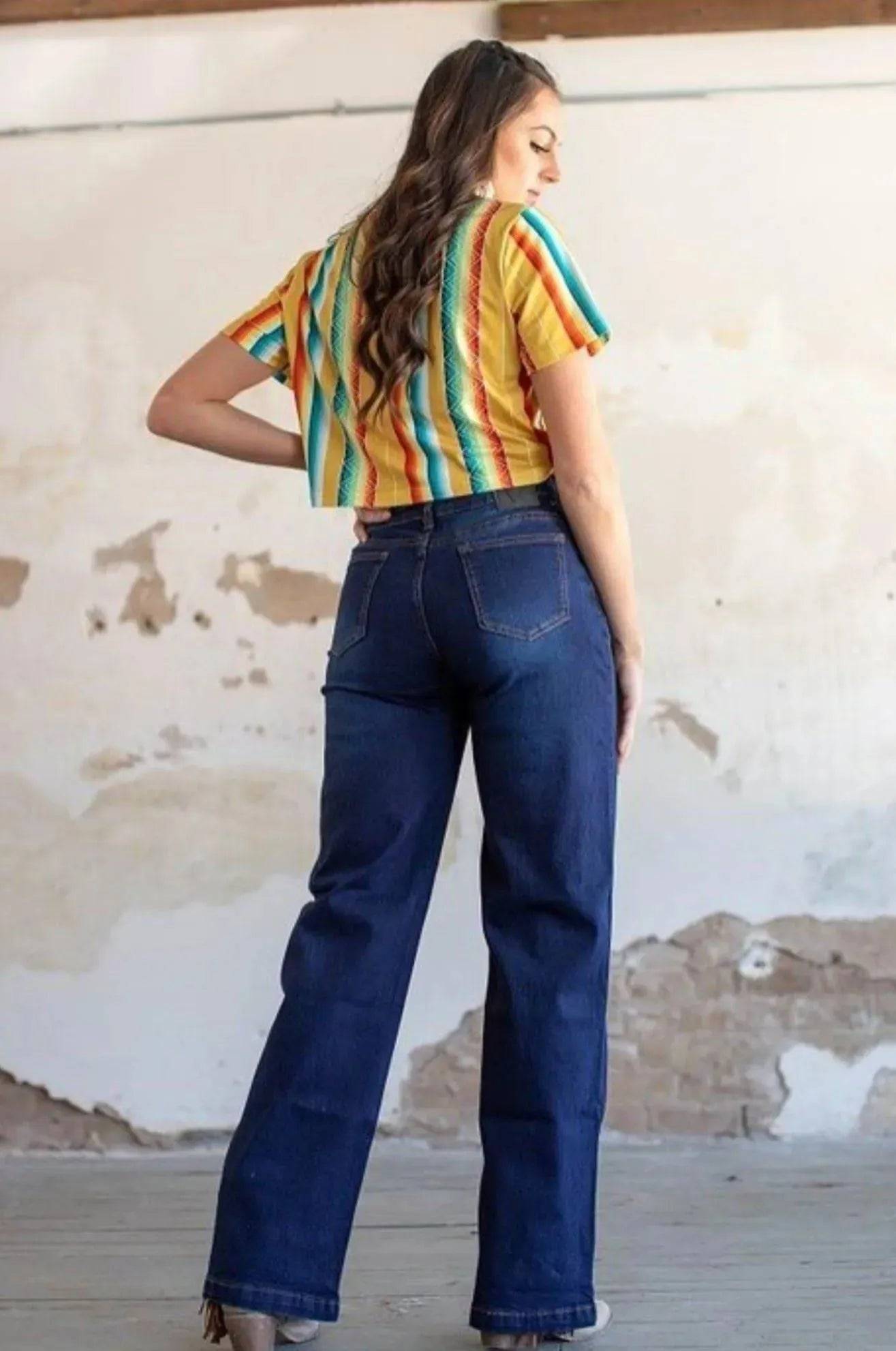 Flip Waist Jean-Dark Wash.