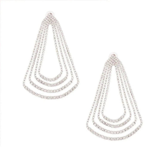 Graduated Teardrop Stone Earrings-Gold.