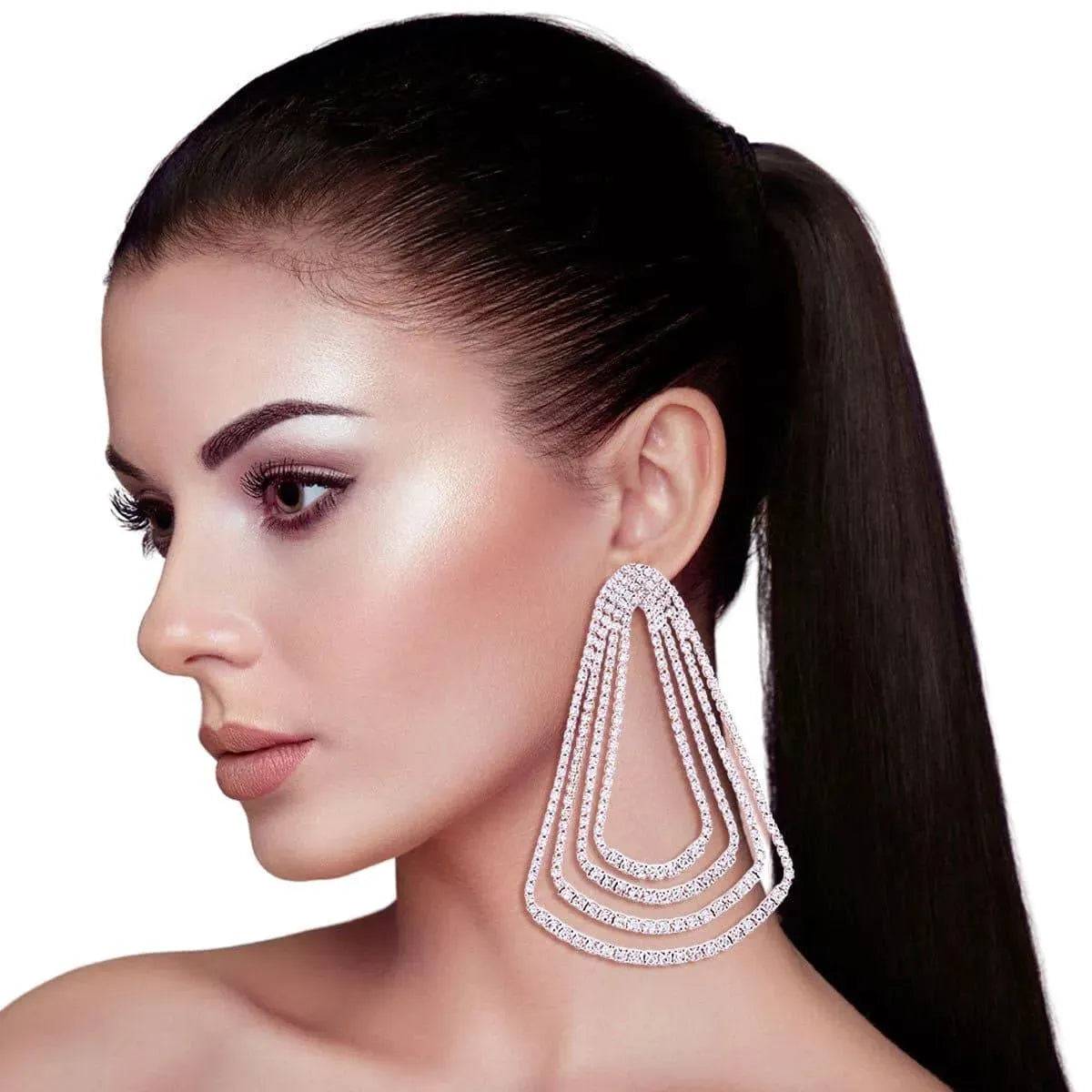Graduated Teardrop Stone Earrings-Gold.