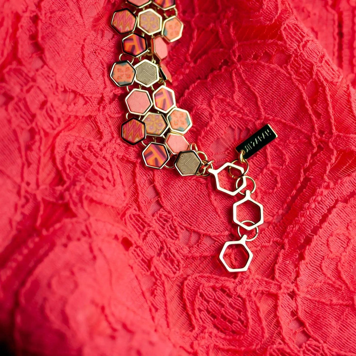 Hexagon Toggle Bracelet-Coral Crush.