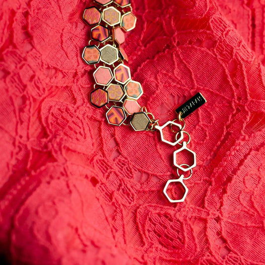 Hexagon Toggle Bracelet-Coral Crush.