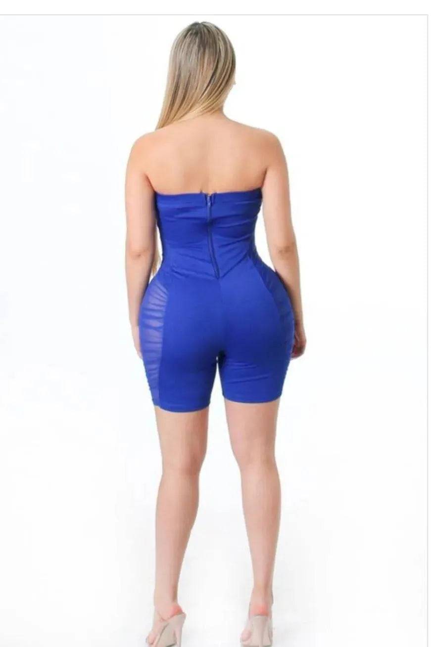 Josie Sheer Romper-Blue.