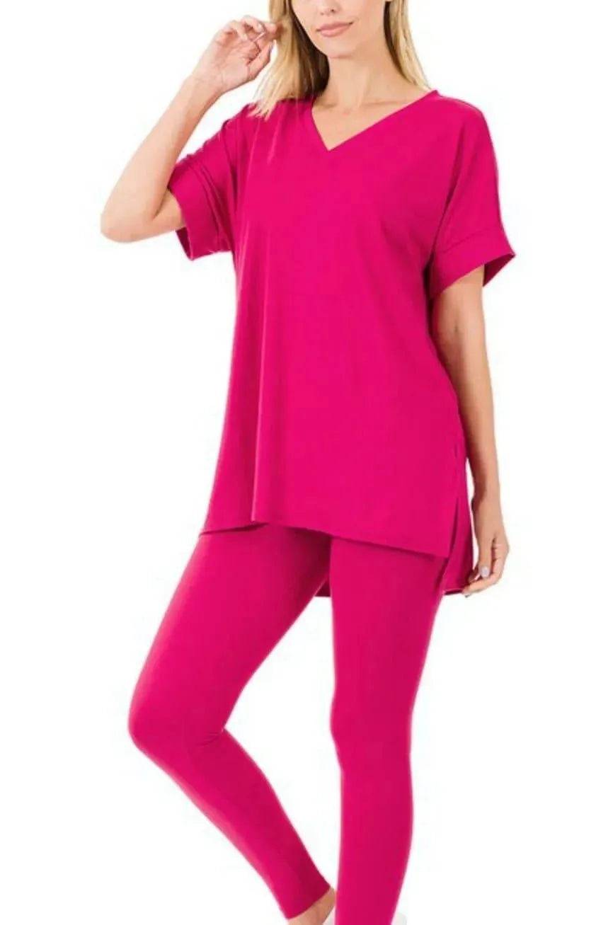 Kayla Microfiber Loungewear Set-Ruby.