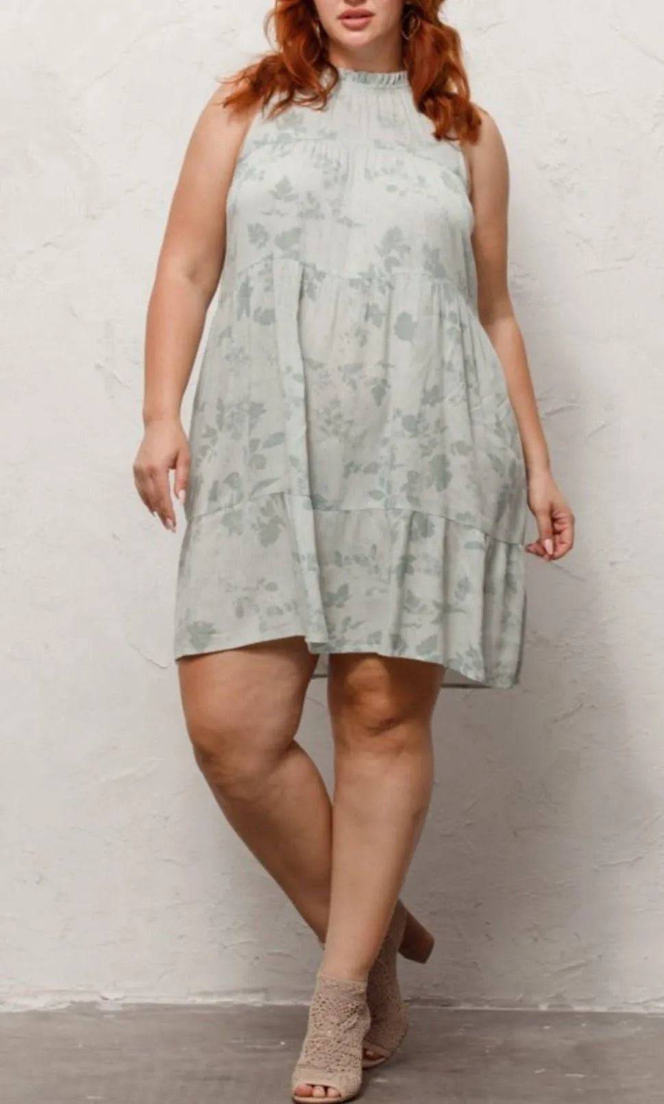 Mint Bomb Halter Dress-Sage.