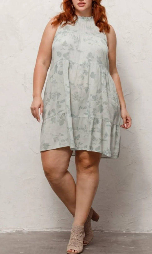 Mint Bomb Halter Dress-Sage.