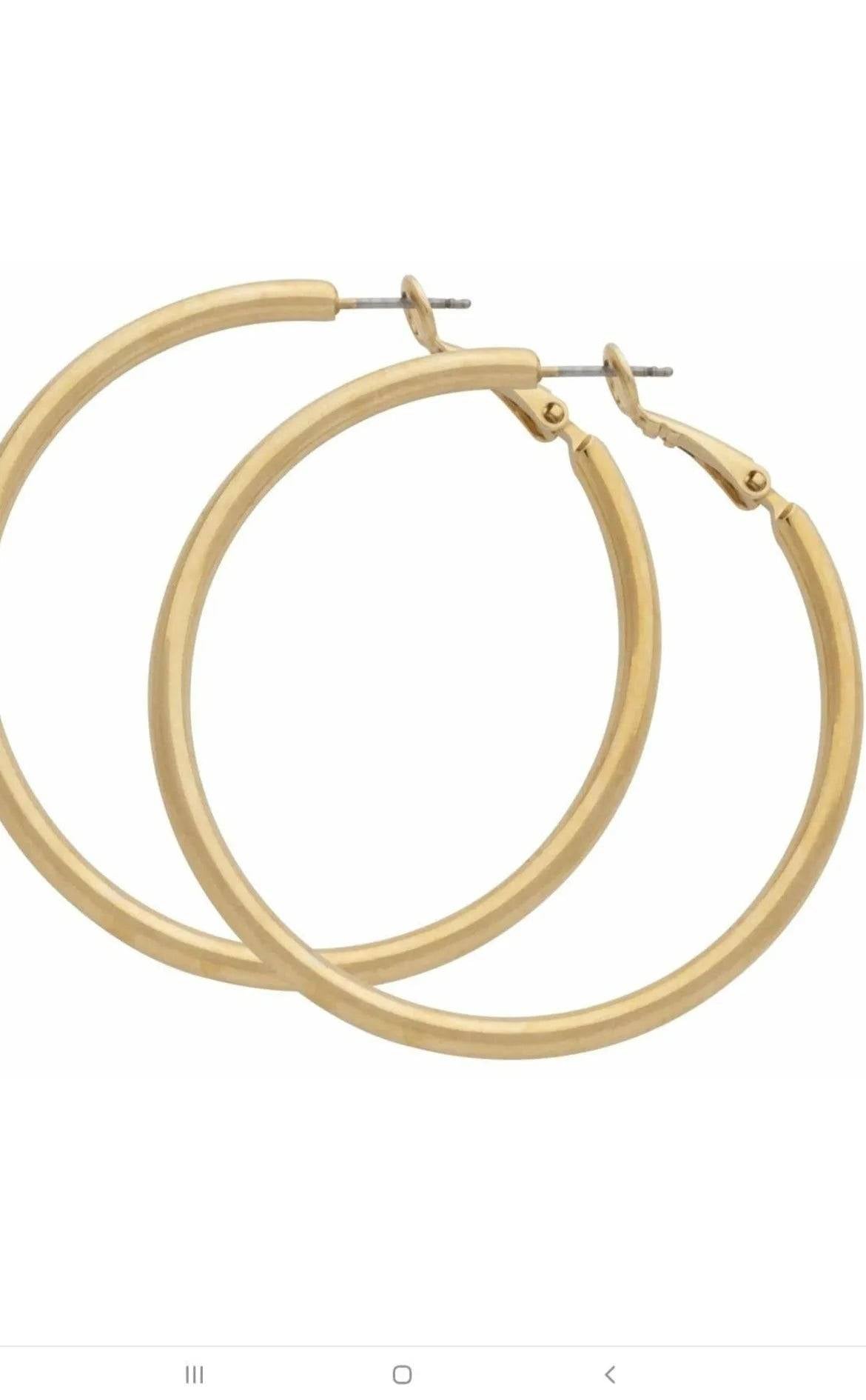 Natural Hoop Earrings-Gold.