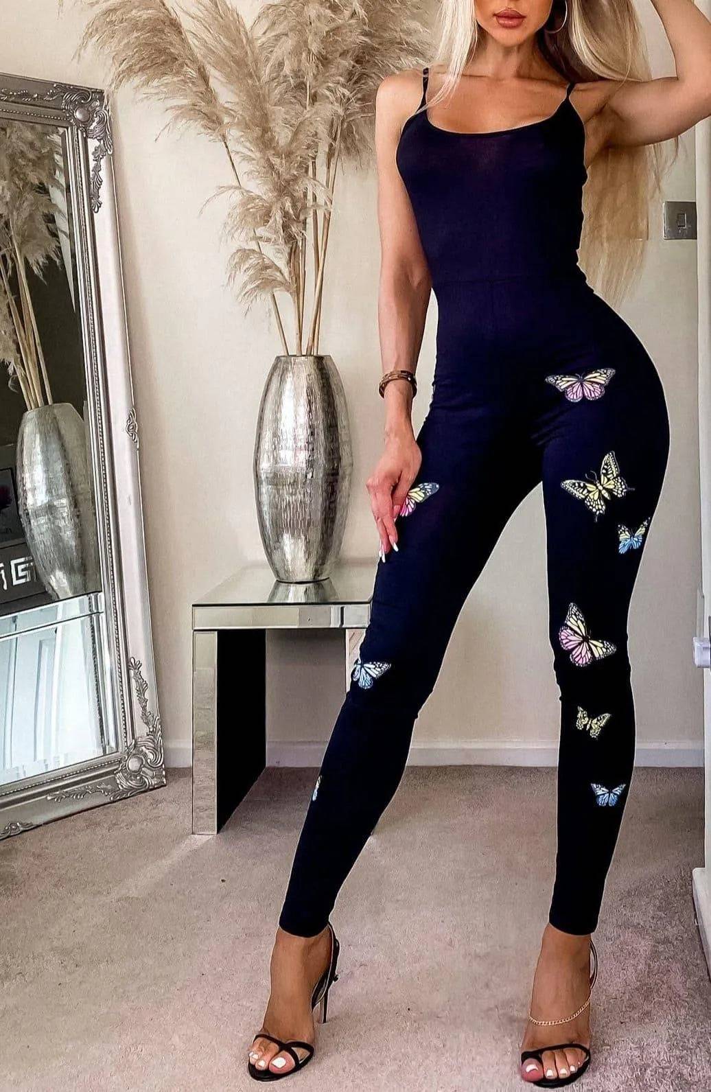 Neve Strappy Butterfly Jumpsuit-Black.