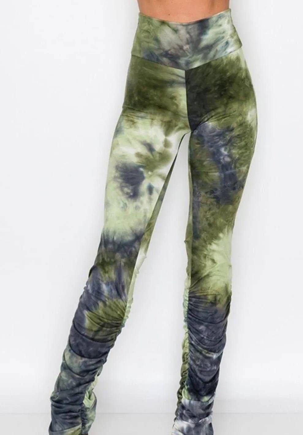 Olive Ruched Leggings.