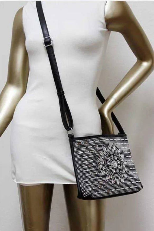 Petra Crossbody With Jewels And Stones-RED.