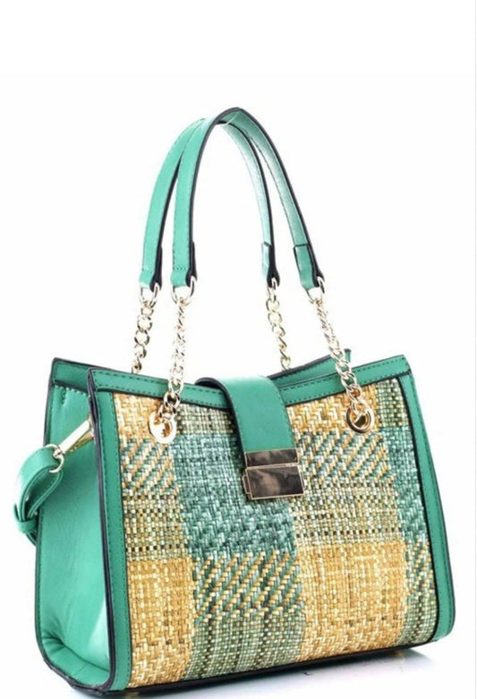 Plaid Checkerboard Handbag-Green.
