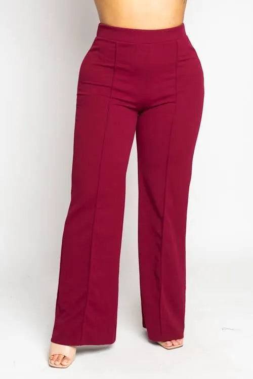 Plus Size Wide Leg Pants-Royal Blue.