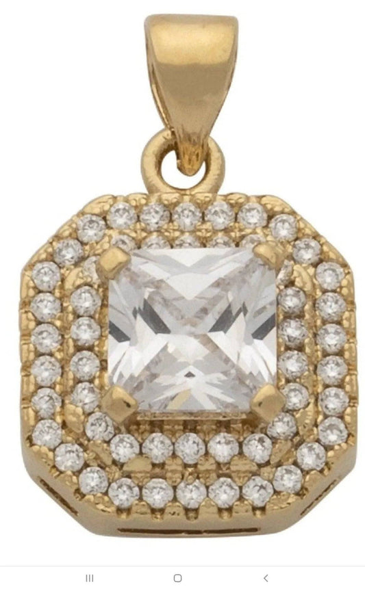 Princess CZ Pendant-Gold.