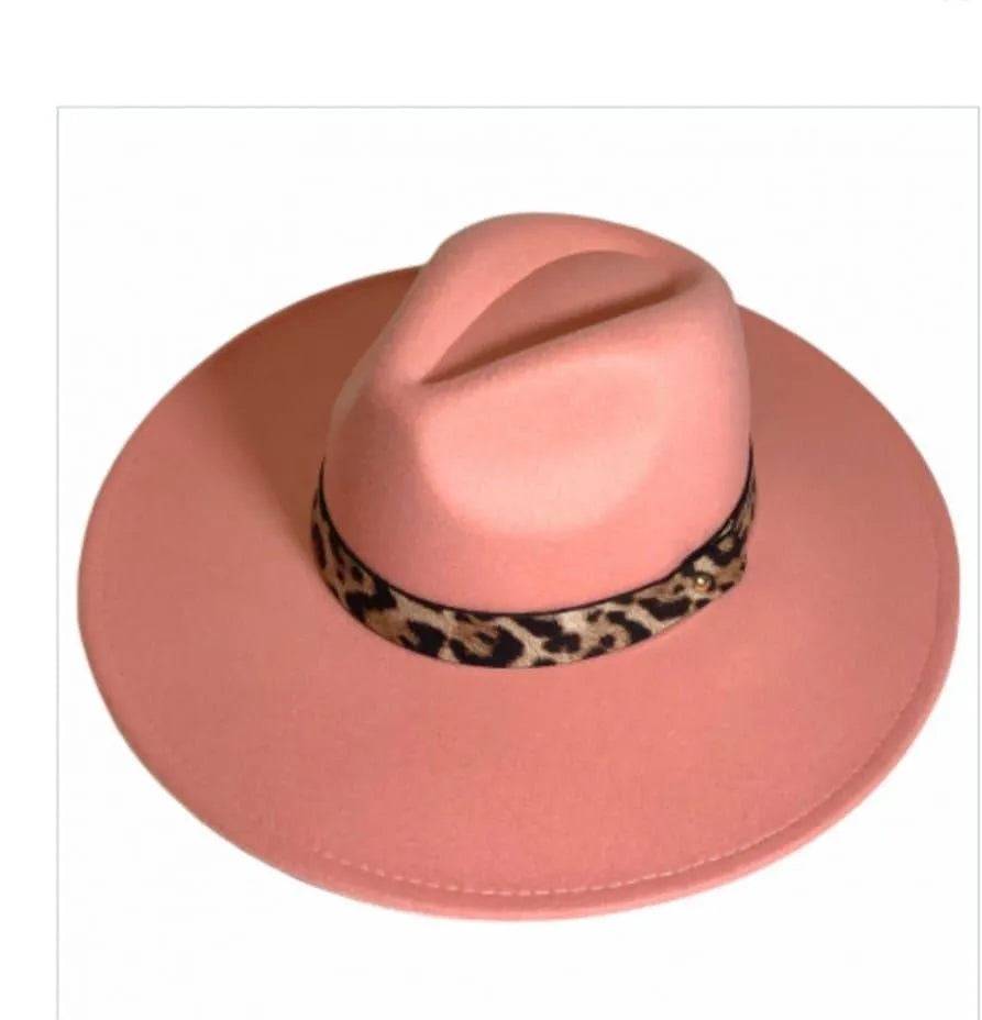 Rancher Hat & Leopard Band-Pink.