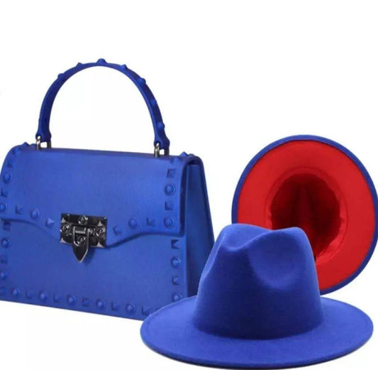 Red Fedora Hat with Matching Jelly Purse.