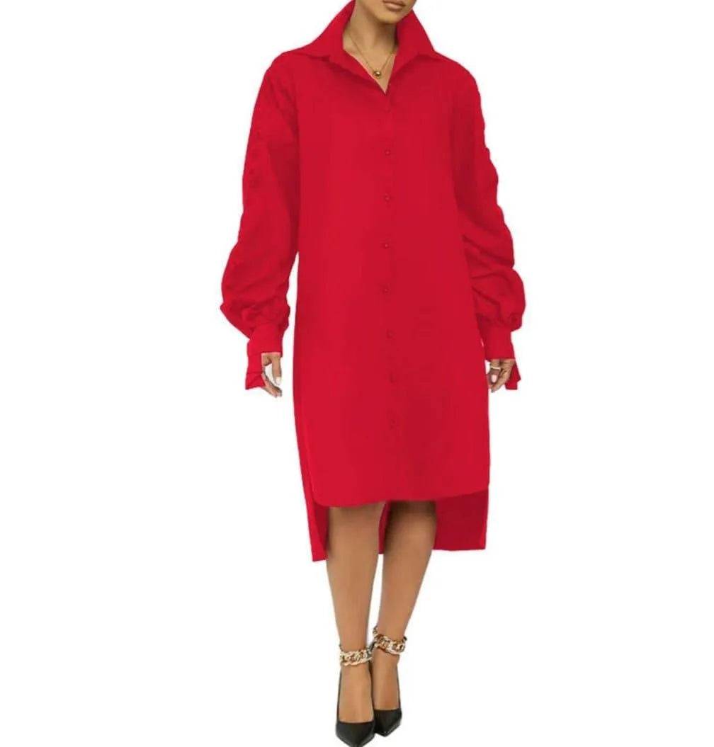 Salsa Puff Long Dress-Red.