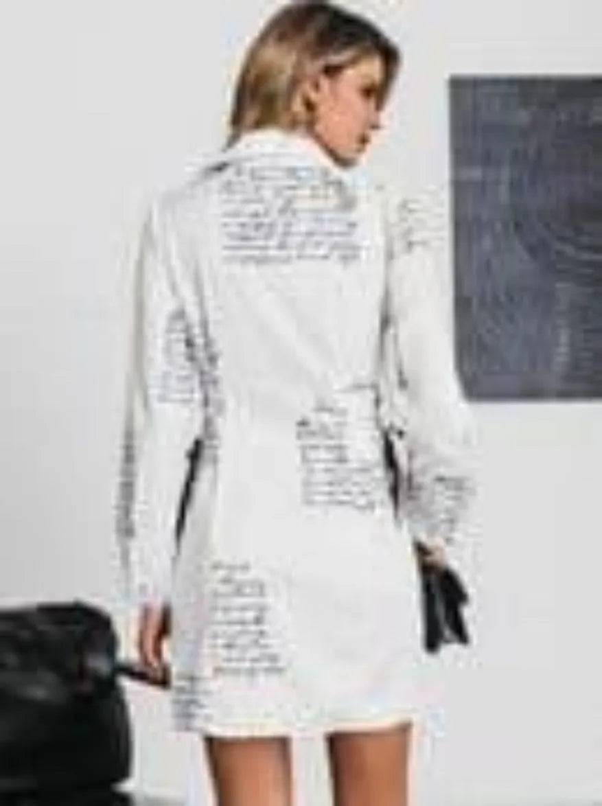 Sexy News Press Dress-White.