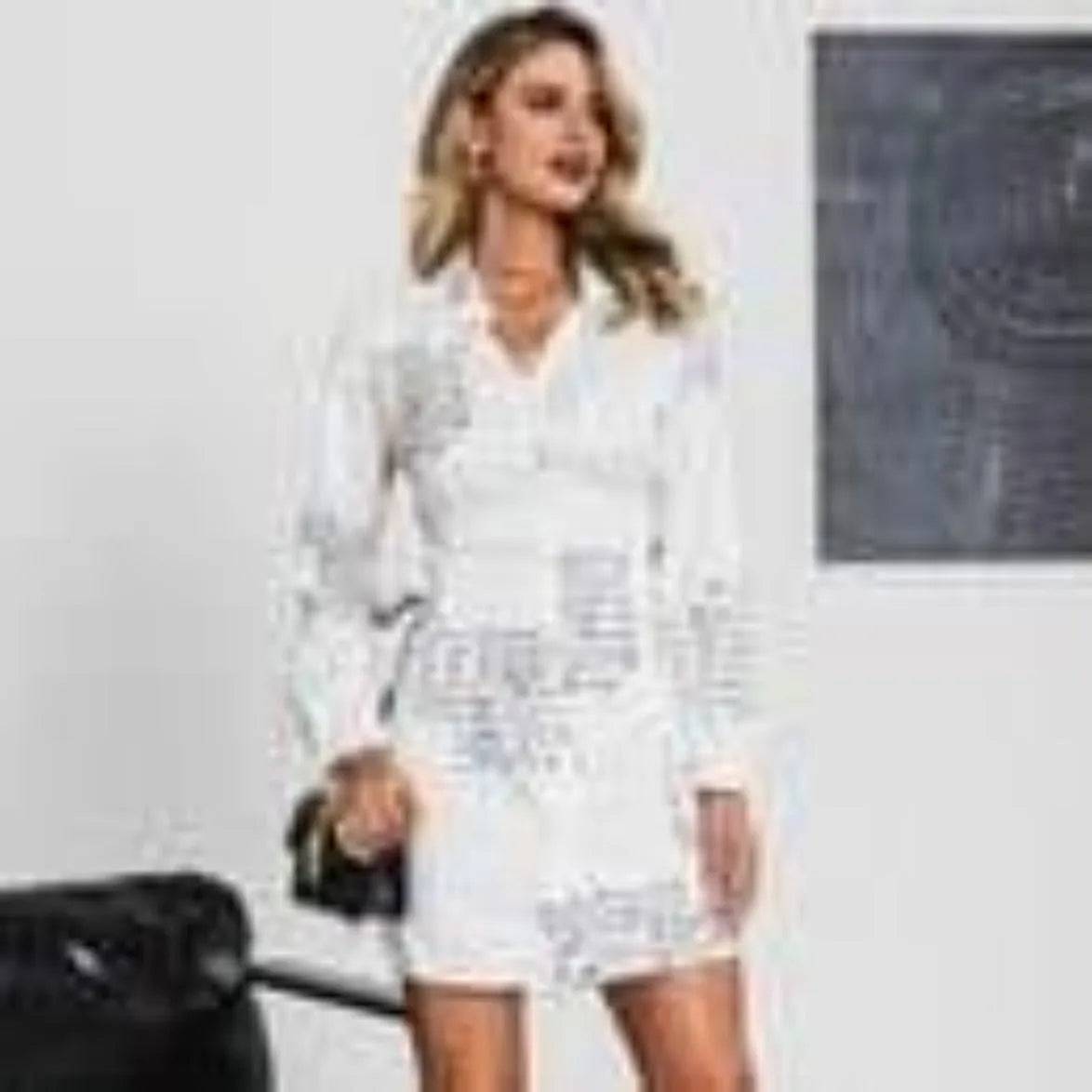 Sexy News Press Dress-White.