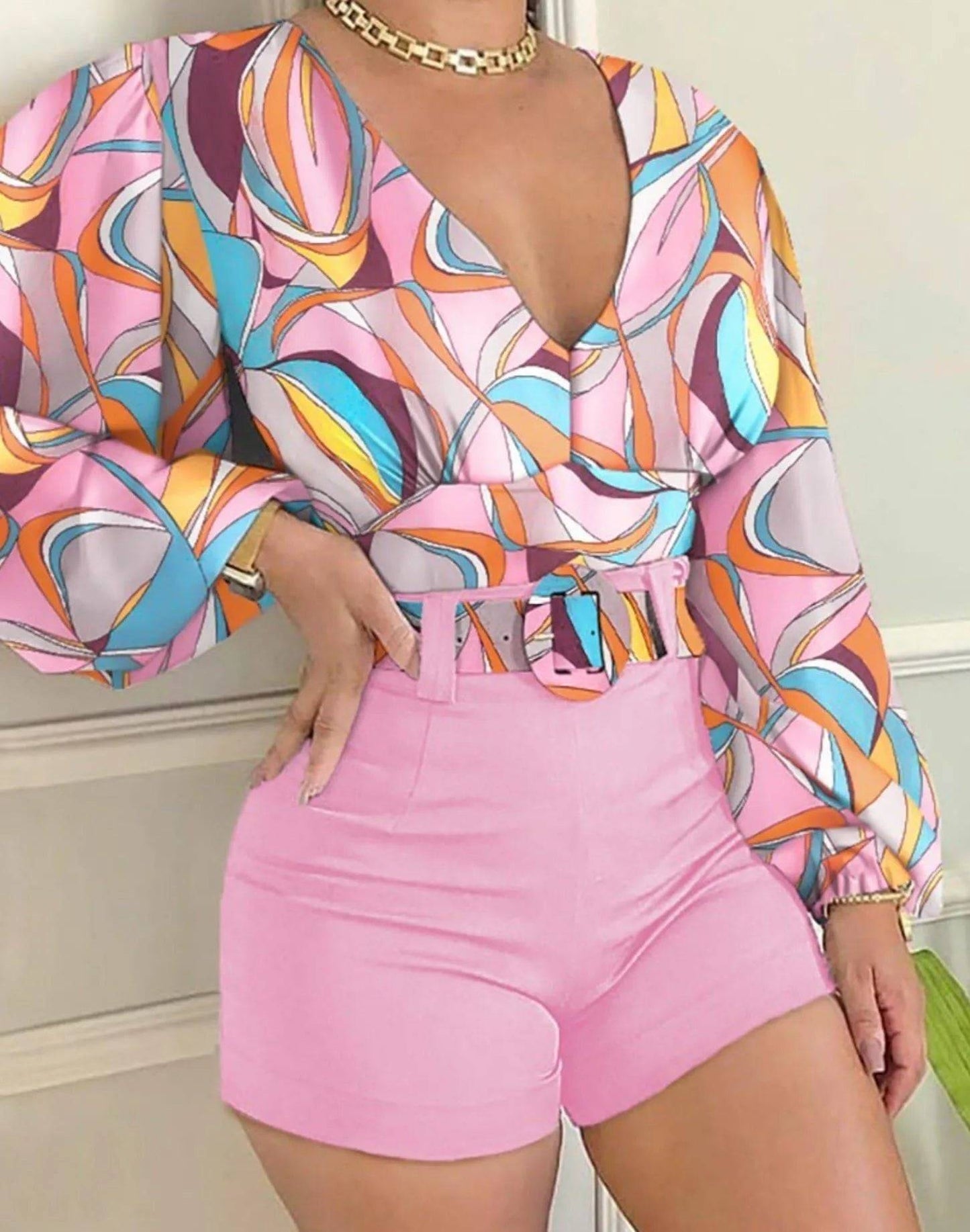 Shaggy Short Set-Pink.