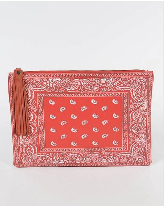 Tally Bandana Clutch Bag-Red.