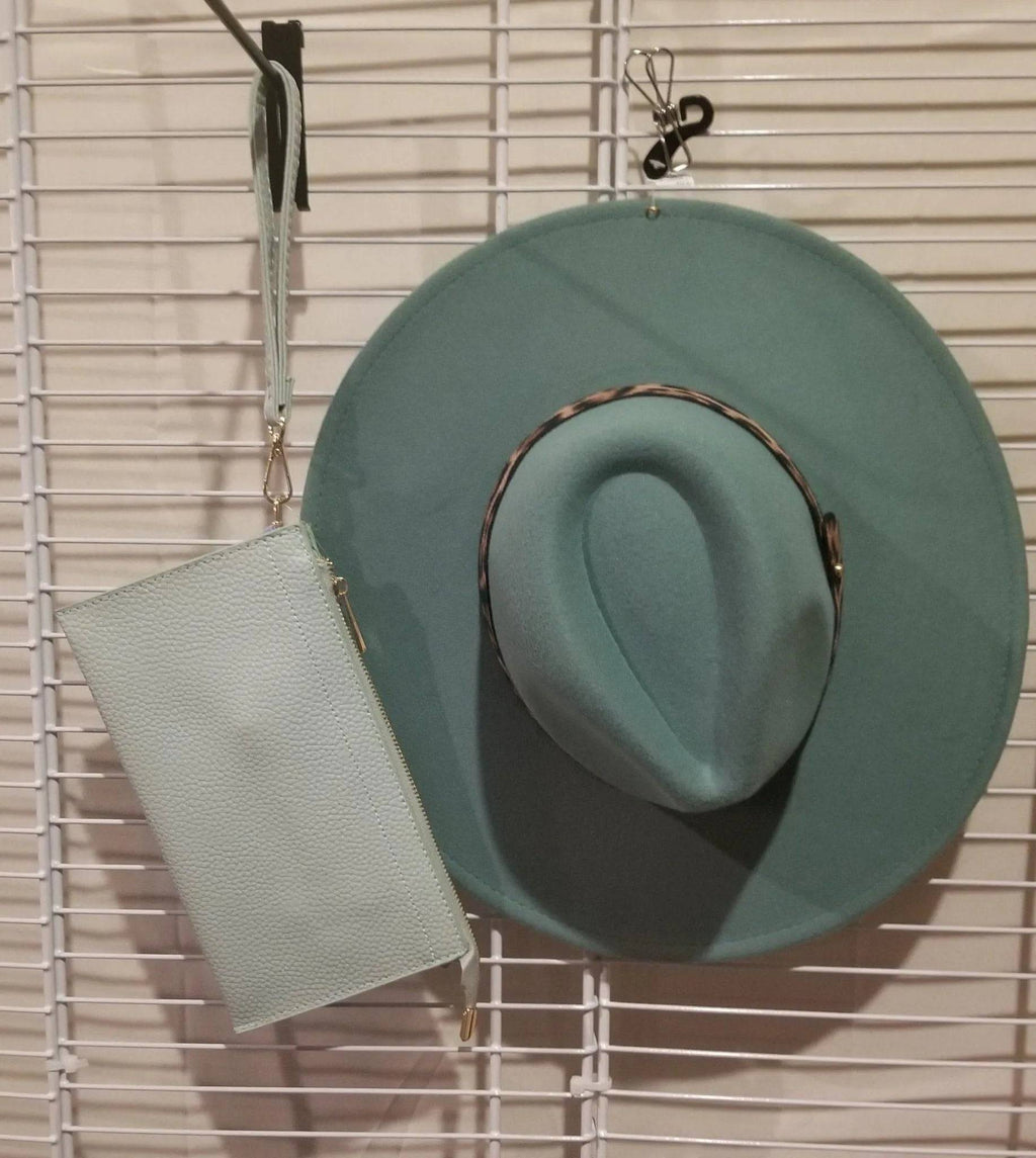 Textured Leather Clutch/Crossbody-SAGE.