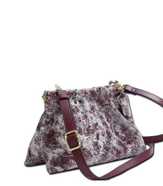 UNIQUE GENUINE LEATHER CROSSBODY HANDBAG-PURPLE.