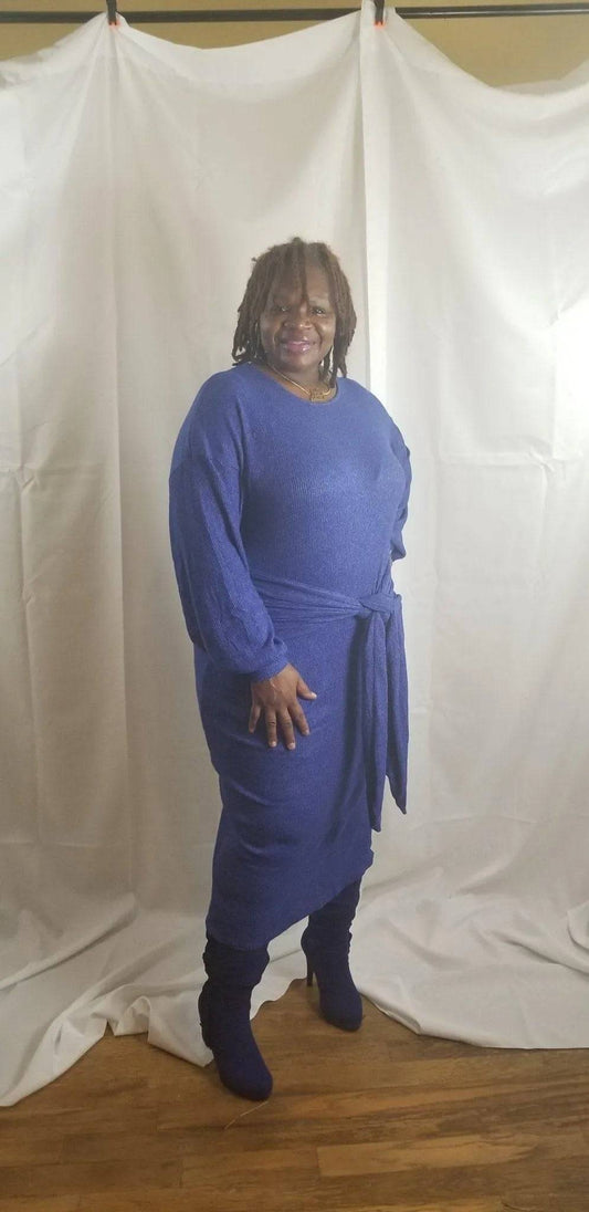 Waist Tie Dress-Purple.